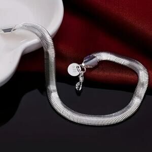 925 Silver Plated Bracelet 6 mm Snake Chain Vintage Fashion Valentine's Gift